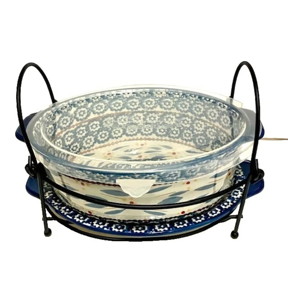 Temp-tations Presentable Ovenware By Tara Old World Blue 1.5 Qt Baking Casserole